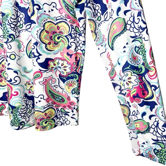 SanSoleil UPF 50+ Cooling Floral‎ Paisley Mesh Detail Long Sleeve Quarter Zip Lg - Picture 8 of 10